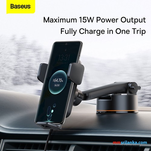 Baseus Wisdom Auto Alignment QI 15W Car Mount Wireless Charger（Suction base) Black